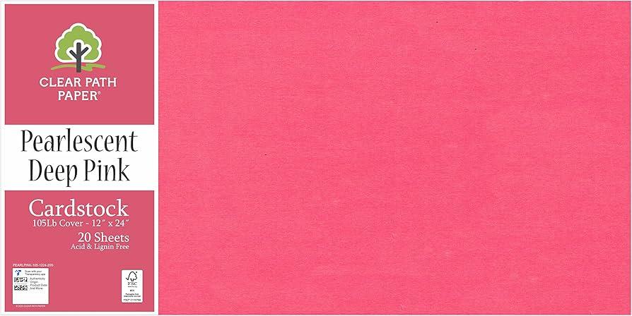 Clear Path Paper Pearlescent Pink Cardstock - 12 x 24 inch - 105Lb Cover - 10 Sheets