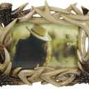 Ebros Rustic Intertwined Stag Deer Antlers Picture Frame With Easel Back For 4"X6" Photo Vertical Or Horizontal Display Hunters Deers Antler Racks Cabin Lodge Cottage Log Home Decorative Accent