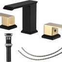 Widespread Bathroom Faucet Waterfall Gold and Black Bathroom Sink Faucet 3 Hole 2 Handle Modern Lavatory Basin Tap with Pop Up Drain