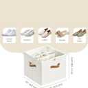 StorageWorks Shoe Organizer for Closet, Fits up to 16 Pairs, Shoe Cubby Storage Containers with Adjustable Dividers and Clear Cover, Beige (Medium)