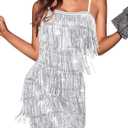 Women's Cocktail Dresses Flapper Dresses 1920s Gatsby with All-Over Sequin Fringe Mini Dresses Prom Party Dress (Large)