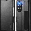 TUCCH Case Wallet for Galaxy Z Fold 7, Shockproof Magnetic Folio with [Kickstand] [RFID Blocking] 4 Card Slots, PU Leather PC Cover Compatible with Galaxy Z Fold 7 (8.0") 2025, Black (Textured)