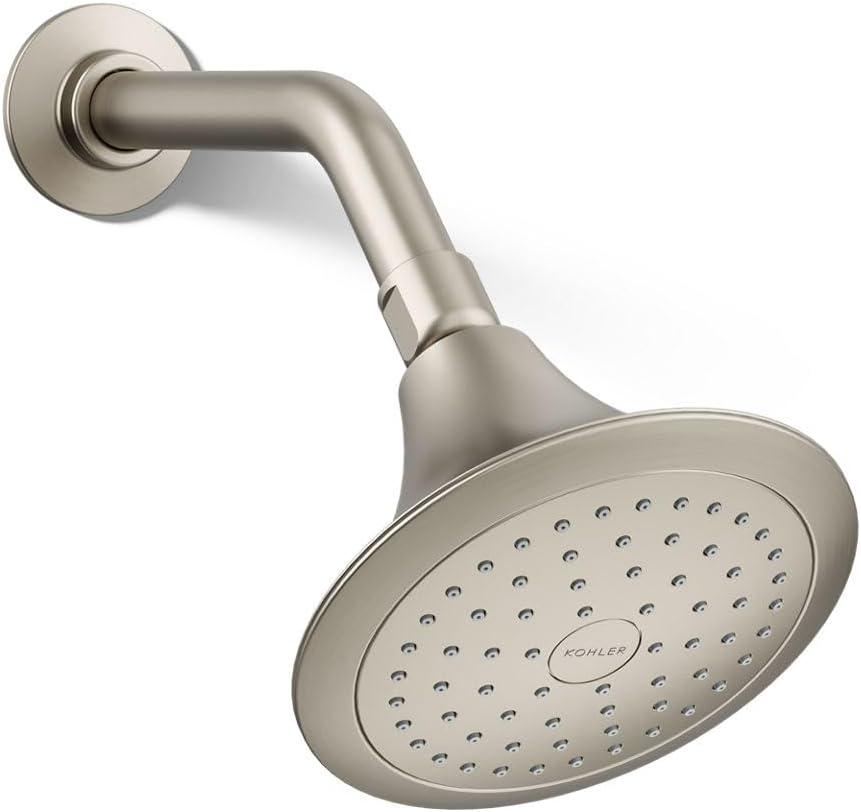 KOHLER 10282-AK-BN Fort Single-function showerhead, 2.5 GPM, Corrosion Resistant Finish, Vibrant Brushed Nickel