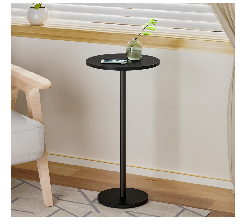 Small Round Side Table, Coffee Drink Table for Small Spaces, Modern Night Stand with Metal Leg, Weighted Iron Base Pedestal Round End Tables for Living Room, Bedroom, Narrow Corners,Sofa Couch
