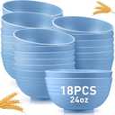 Geosar 18 Pcs Unbreakable Cereal Bowls 24 Oz Microwave and Dishwasher Safe Wheat Straw Fiber Lightweight Bowl for Soup Kitchen Serving Salad Dishes Oatmeal(Blue)
