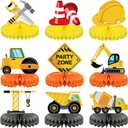 3 x Threan 9 Pieces Construction Party Centerpieces Honeycomb Car Truck Zone Centerpieces 3D Table decorations for Baby Shower Birthday Party favors Supplies