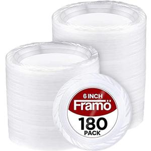 Disposable Clear Plastic Plates In Bulk for Party and Dinner,And For Any Occasion, Microwaveable, BBQ, Travel, and Events (6 Inch 180 Count)