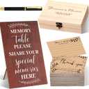 Gersoniel Celebration of Life Memory Cards Share a Memory Wood Box Funeral Wooden Table Sign with Pens 60 Pcs Memorial Cards Funeral Keepsake Decorations for Memorial Bereavement Service