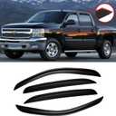 Window Visor for 2007-2013 Chevy Silverado 1500/ GMC Sierra 1500/ Avalanche/Suburban Crew Cab, Rain Guards Vent Deflector Shade Dark Smoke 07-14 Silverado/Sierra 2500 3500HD/ 07-14 Yukon XL, Tape-On