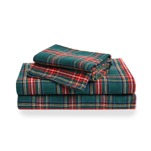 Wake In Cloud - Plaid Bed Sheets, 3-Piece Sheet Set, 2 Pillowcase 17*17 inch and Plaid 140*132 inch, Green