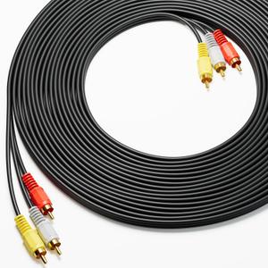RCA Cables, 3RCA Cable Audio Video 24K Gold Plated Connecting Audio Video Components AV Male to Male Cable for Home Theater amp, Stereo Systems (10ft-1pcs)