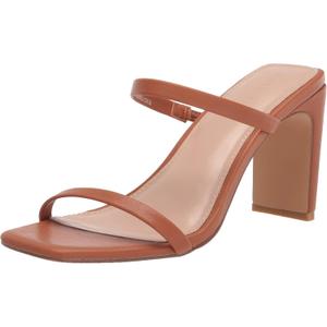 The Drop Women's Avery Square Toe Two Strap High Heeled Sandal (8.5, Toffee)