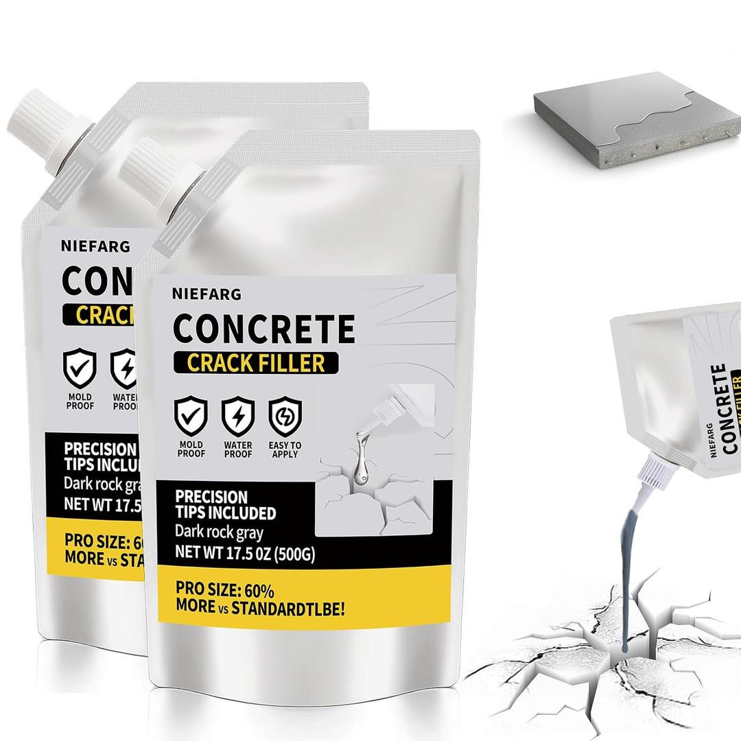 Concrete Crack Filler for Driveway, High Elasticity Cement Crack Filler, Self Leveling Quick Drying Sealing Adhesive for Outdoor, Patio, Waterproof (35.3 Floz)