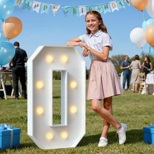 imprsv Plastic Marquee Numbers 3FT Light Up Numbers 0 for 40th 50th Birthday Party Decor, Large Outdoor Light Up Sign 0 for Anniversary Decorations Party Backdrop