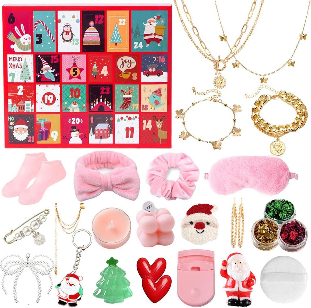 2025 Advent Calendar for Teen Girls Adult Women 24 Days Christmas Countdown Calendar, Beauty Jewelry Bath Self Care Christmas Gifts for Mom Wife