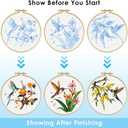ERKOON 3 Sets Embroidery Kit, Hummingbird Cross Stitch Set for Include Embroidery Cloth Hoops Threads for Craft Lover Hand Stitch (Hummingbird)