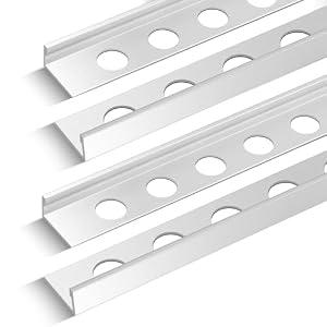 Blulu 4 Pcs Aluminum Tile Edge Trim Edging 49-1/4 in. L Shaped Metal Tile Corner Trim Protector with 90° Angle for Backsplash, Bathroom, Kitchen(Silver,3/8 in.)