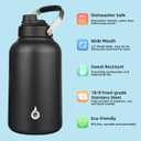 BJPKPK 1 Gallon Water Bottle Insulated, Dishwasher Safe 128oz Large Water Jug with Metal Handle & BPA Free Spout Lid, Stainless Steel Metal Jug for Gym, Sports & Hiking, Black