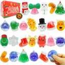 24Pcs Christmas Squishy for Party Favors Gifts, Stress Relief Toys for Goodie Bags Pinata Fillers, Stocking Stuffer for Kids, Treasure Box Carnival for Prizes Rewards, Fidget Squeeze Advent Calendar