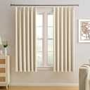 KEQIAOSUOCAI Cream Beige Curtains 63 Inches Long, Summer Heat Thermal Insulated Pinch Pleat Viral Black Out Drapes Cute Window Drapes for Bedroom(Pinch Pleated,40"x63"x2 Panels)