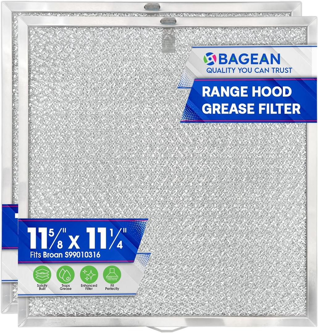 Bagean Stove Hood Vent Filter 11.60 x 11.22 BPQTAF S99010316 Compatible with Broan Range Hood Filter Replacement - Aluminum Mesh Kitchen Overhead Fan Screen - Blocks Grease & Filters Oven Air (2-Pk)