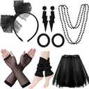 80s Costumes for Women, 80s Accessories Set with Fishnet Gloves Leg Warmers, Tutu Skirts for 1980s Theme Party Outfits (B-black)