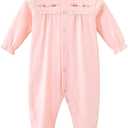 Infant Baby Girl Boy Onesie Cotton Newborn Outfit Bodysuit Jumpsuit Long Sleeve Romper (0-3M, Flower)