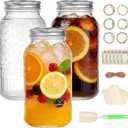 64oz Mason Jars Wide Mouth 3 Pack, Half Gallon Glass Canning Jars with Airtight Lids, Large Glass Containers for Pantry Storage, Fermenting, Pickling, Cold Brew, DIY Projects