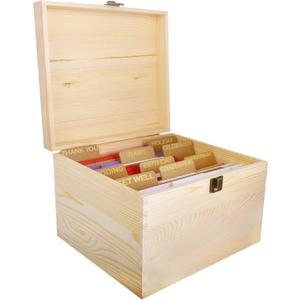 Vencer Greeting Card Organizer Box with Dividers and Label Sticker,Photo Organizer,Recipe,Keepsake Card Storage Box,Keep Your Precious Memories Safe,VTO-033