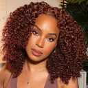 V Part Curly Wig Ombre Blonde Kinky Curly Wig for Black Women Synthetic Coily Layered U Part Wigs for Women Shoulder Length Synthetic wig Soft As Human Hair Half Wigs For Black Women (RT30)