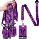 Colarr 25 Pack Volunteer Lanyard with PVC Plastic Card Pass Volunteer Identification ID Badges Bulk Breakaway Lanyard for Activity, Fundraising, Church, School, Events(Purple)