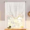 No. 918 Louette Slub Stripe Semi-Sheer Rod Pocket Window Tie-up Balloon Shade, Linen, 42" W x 63" L