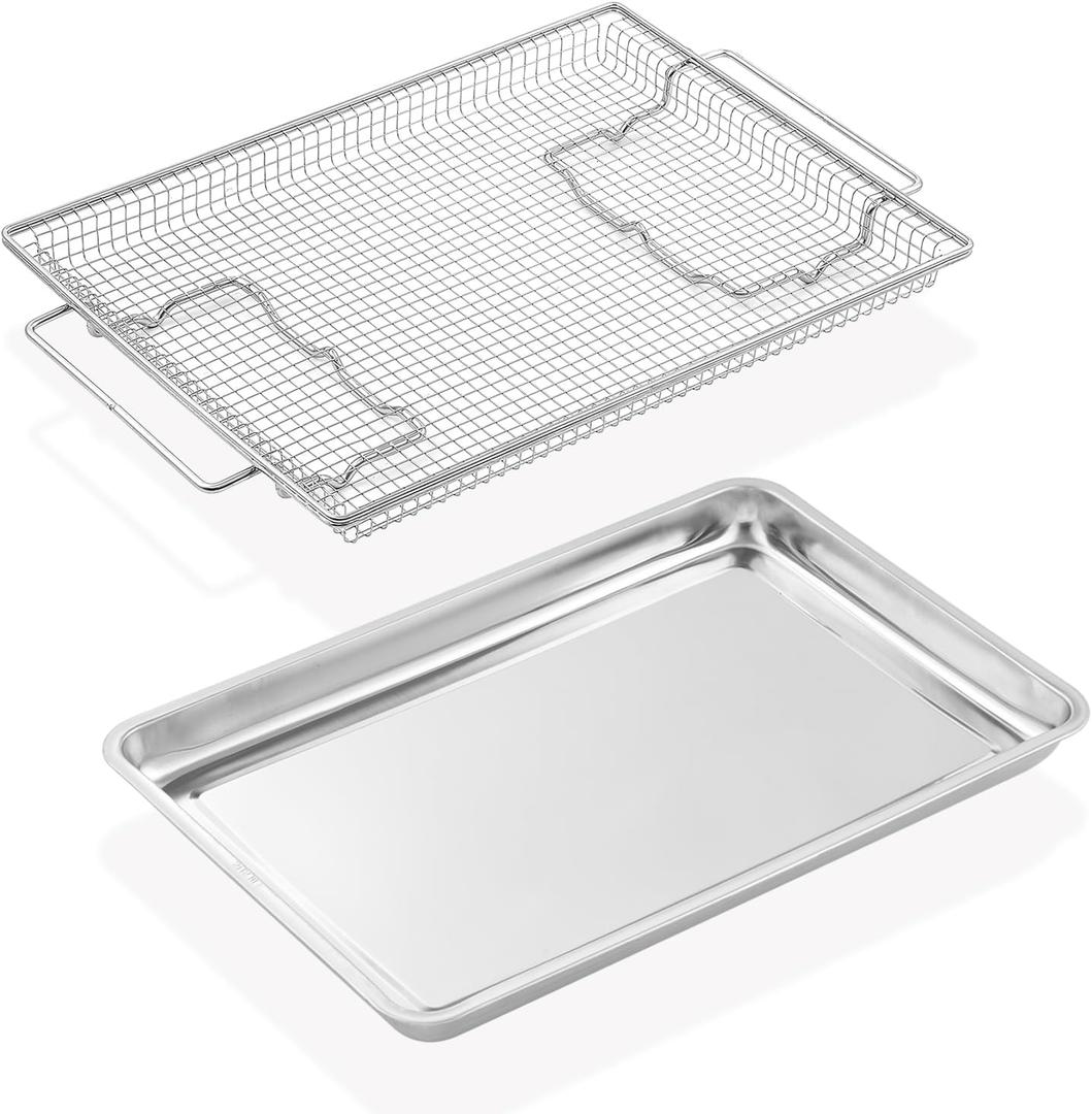 NX-AA5000RS Air Fryer Tray Replacement Parts for Samsung Stove Oven Parts 20.4 x 13.4 IN 304 Stainless Steel Air Fryer Basket and Tray PM48X120 GE Oven Parts Air Fry Crisper Basket 1 Set