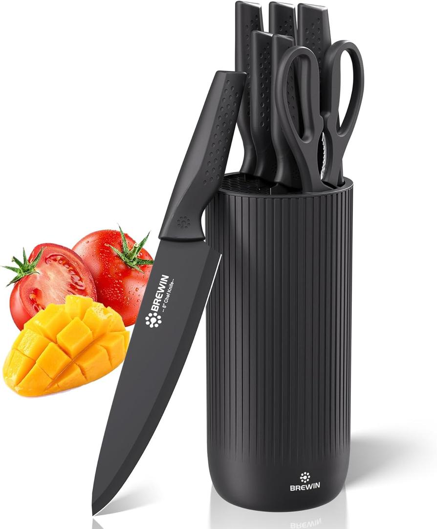 Knife Set, Brewin Kitchen Knife Set, Knives Set for Kitchen, Universal Knife Block, Utility Knife Block Set, New Home Essentials, Apartment Essentials, Dishwasher Safe (Charcoal) Knife Set, Brewin Kitchen Knife Set, Knives Set for Kitchen, Universal Knife Block, Utility Knife Block Set, New Home Essentials, Apartment Essentials, Dishwasher Safe (Charcoal)