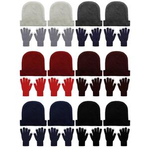 Geyoga 24 Packs Winter Beanies Hats and Magic Gloves Set for Men Women Knit Beanie Touch Screen Gloves Winter Warm Cap Gift (Mixed Colors)