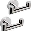 NearMoon Bathroom Double Towel Hook- SUS304 Stainless Steel Robe Towel Holder, Heavy Duty Double Coat Hook for Bathroom Livingroom Kitchen Wall Mounted, 2 Pack (Chrome Finish)