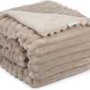 Waterproof Dog Blanket, Soft Fleece Blanket for Couch Protector, Reversible Pet Blankets Furniture Protector Cover for Small Medium Large Dogs Cats (Line, 50"x60")