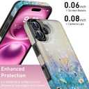 LETO for iPhone 16 Plus Wallet Case - Flip Folio Leather Kickstand - Fashionable Flower Designs - Credit Card Holder - Protective Phone Cover for Women and Girls - 6.7" - White Flowers Blue Purple