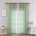 Chyhomenyc Sage Green Sheer Curtains 84 Inches Long 2 Panels, Light Filtering Green Curtains for Living Room, Soft Gentle Voile Rod Pocket Bedroom Window Drapes, 59Wx84L Inch, 2PCS