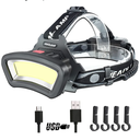 DARKBEAM COB Floodlight Headlamp USB Rechargeable with Red Light, 2000 Lumen LED Headlight - Car Maintenance and Night Construction 6-10 Hours Long Battery Life