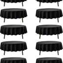 10-Pack Black Round Tablecloths, 90 Inches, Stain-Resistant Polyester for 4-5 Ft Round Tables - Washable Table Covers for Weddings, Banquets, Birthday Parties, Events
