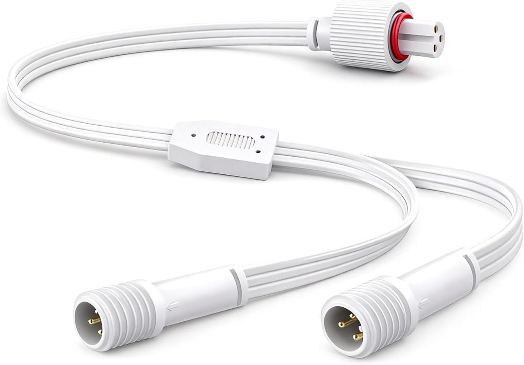 1 to 2 Y-Splitter Fits for Govee Permanent Outdoor Lights IP68 Waterproof 3-Pin Extension Cord (1 Female to 2 Male)