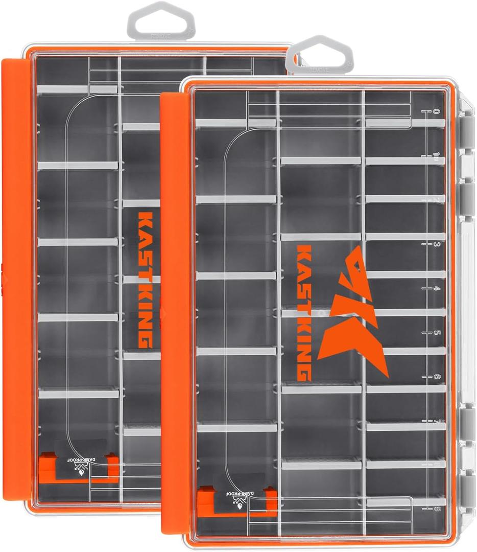 KastKing HyperSeal Waterproof Tackle Box, 3600 and 3700 Tackle Trays, Fishing Tackle Box Organizer with Removable Dividers, Lure Box and Terminal Tackle Storage