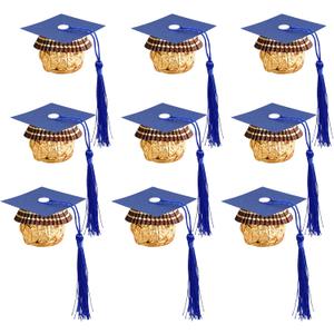 Graduation Cap Chocolate Decorations, 50pcs Black and Dark Blue 2026 Graduation Party Set for Chocolates Candies