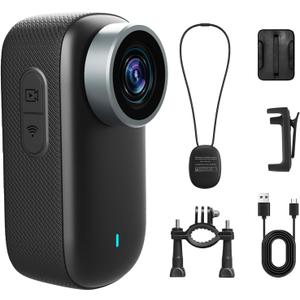 4K Thumb Action Camera,Mini Body Cam Hands Free Recording POV Worn Portable Camcorder for Bike Cycling, Pet,Travel,Work(32G-Card, Black)