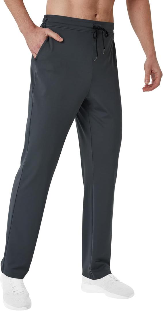 LETAOTAO 32/34/36/38 Inseam Tall Mens Joggers Sweatpants Extra Long Zipper Pockets Athletic Gym Track Pants (Large, Dark Grey)