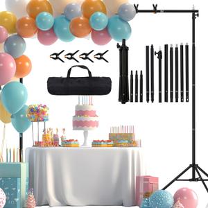 10x7 ft Backdrop Stand, Adjustable Photo Studio Background Stand Support Kit, Banner Stand for Parties Wedding Photography Decoration with Carrying Bag