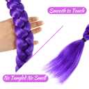 Easy Clip in Purple Ponytail Extensions 26 Inch Long Purple Braids Synthetic Fiber Box Braiding Hair