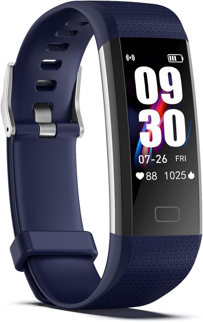 ENGERWALL Fitness Tracker with Step Counter/Calories/Stopwatch, Activity Tracker with Heart Rate Monitor, IP68, Health Tracker with Sleep Tracker, Smartwatch, Pedometer Watch for Women Men Kids (Dark Blue)