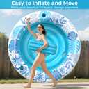 Inflatable Tanning Pool Lounger Float with Protection Tarp, 75" x 75" Pool Floats Adult with Pillow, 6 in 1 Suntan Tub Raft Floatie, Sunbathing Water Lounge Blow Up Pool Kids Ball Pit Party Gifts